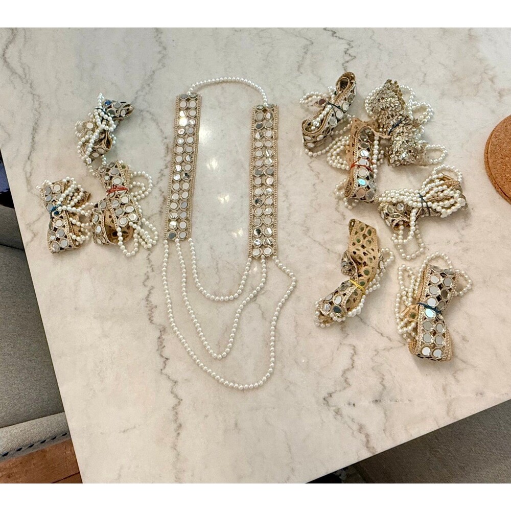 Mala/ Mirrorwork pearl necklace